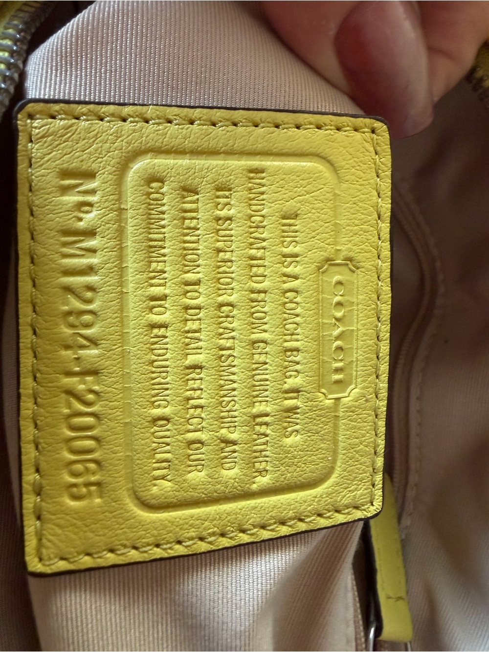 Coach Neon Yellow Patent Satchel with Beige Trim - Picture 2 of 8